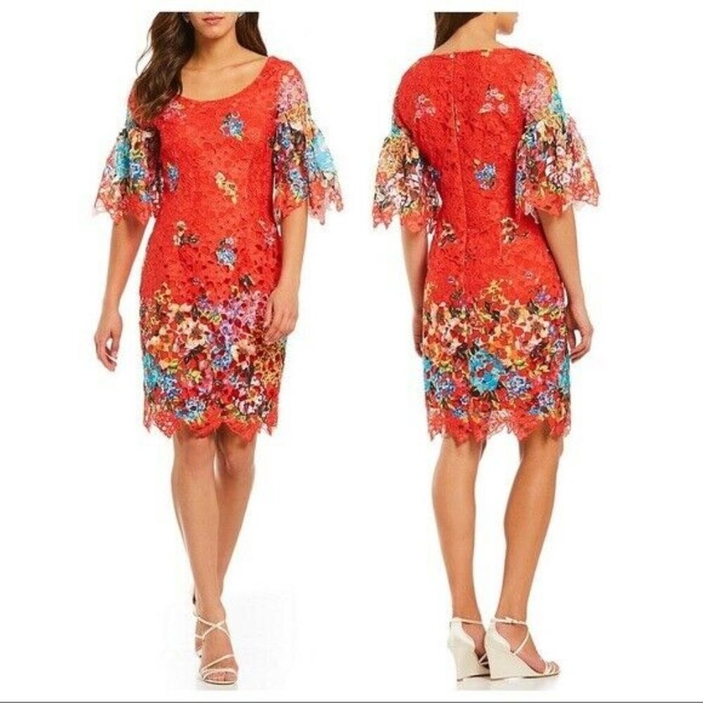 Belle BADGLEY MISCHKA 'Cynthia' Lace Cutout Floral Sheath Dress, Size 0 ($249)